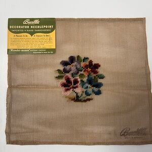 Vintage Bucilla Decorator Wool Tapestry Needpoint Pansies 12x11 2009/3 Canvas